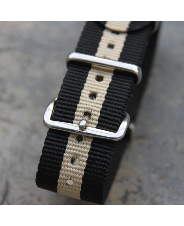 NATO Strap Black beige black 20mm