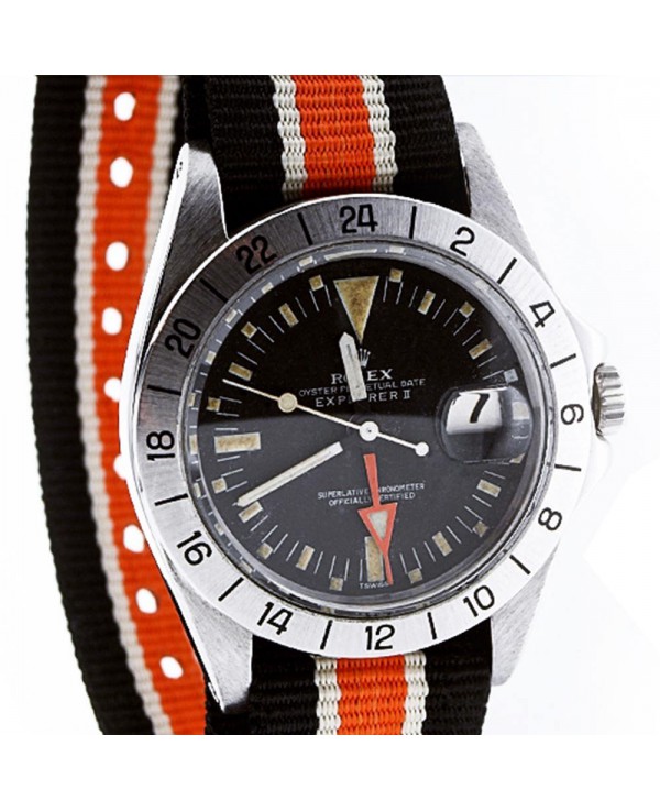 NATO rayé 22mm Noir Beige Orange