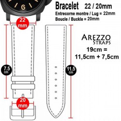 Arezzo TRIBAL 22mm Alligator noir bracelet de montre