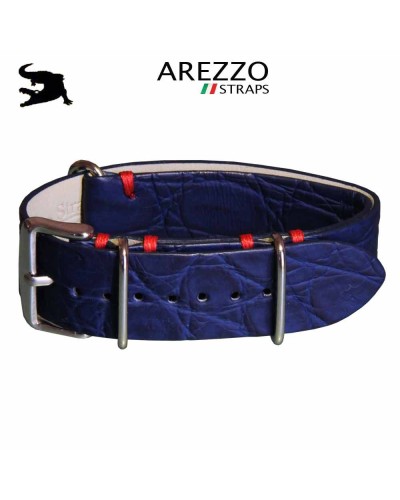 Bracelet NATO crocodile Bleu GMT 20mm Arezzo