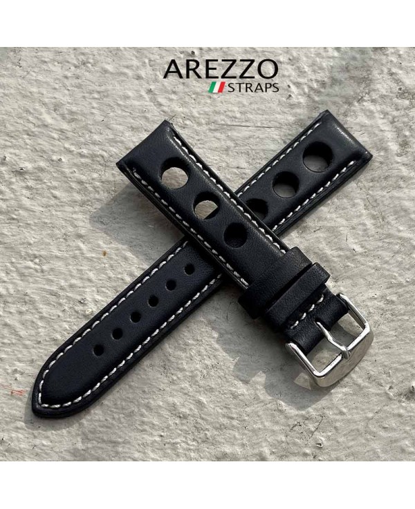 Bracelet Rallye MONZA 20mm cuir noir AREZZO