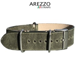 Bracelet NATO Arezzo Cuir kaki 20mm