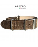 Bracelet NATO Arezzo Cuir marron vintage 20mm