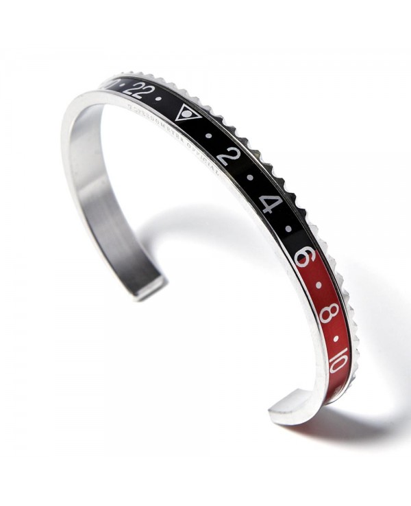 Bracelet Speedometer Rouge Noir et Inox Poli