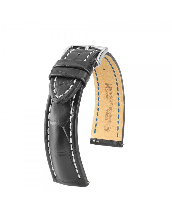 Bracelet de montre  Hirsch capitano Alligator noir 22mm