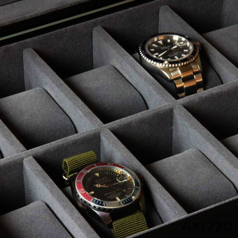 Coffret à montres noir avec 10 compartiments et 10 coussinets, Convient  pour les